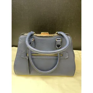 Womens Navy Blue with Gold Accents Handle Bag Satchel Shoulder Bag SKU 6575 thumbnail 2