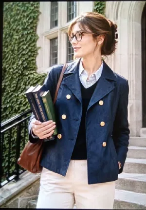 J. Crew Nautical Preppy Coastal Old Money Academia Maritime Chick Blazer Sz 6 thumbnail 1