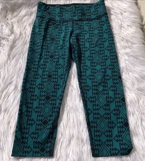 PINK by Victoria’s‎ Secret Cropped Teal Geometric Yoga Leggings XS thumbnail 1