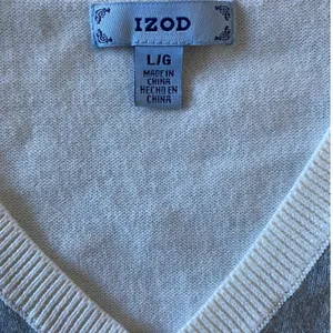 IZOD Womens Argyle V-Neck Sweater White Black Grey 100 Cotton Long Sleeve‎ L thumbnail 3