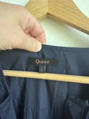 Quince 100% Organic Cotton Poplin Tiered Maxi Dress Navy Blue Size L thumbnail 12