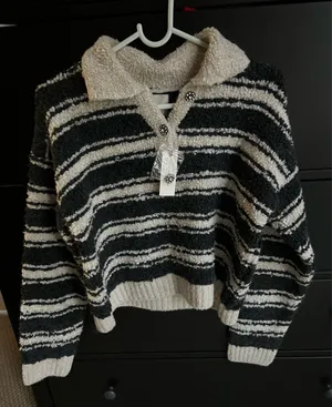 Anthropologie The Maeve Striped Polo Sweater thumbnail 2