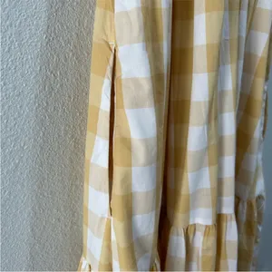 Abercrombie & Fitch Plaid Maxi Dress Yellow White Picnic Long Ruffle Small thumbnail 8
