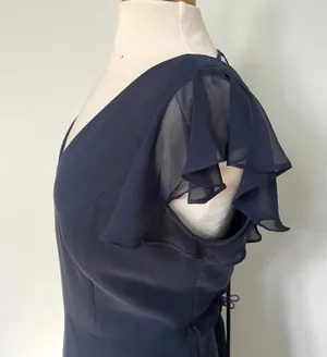 Dessy After 6 Midnight Navy Blue Chiffon Bridesmaid Formal Prom Dress thumbnail 7