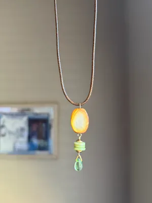 Handmade beautiful natural shell beads chic retro fairy whimsy necklace🌳🧡 thumbnail 3