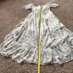 Scarlet Darkness Floral Toile Smocked Midi Dress Fairy Cottage Core Sz Small thumbnail 7