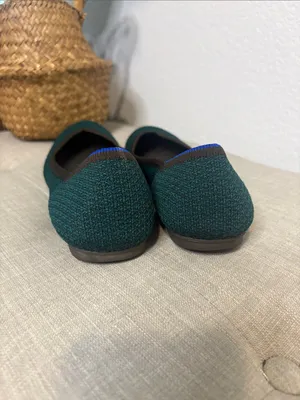 Rothy's emerald green Knit Ballet Flats with Black Trim size 7.5 thumbnail 4