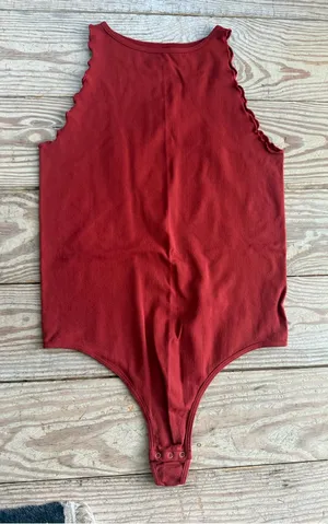 Free People Intimately Red Ribbed Bodysuit size m/l thumbnail 1