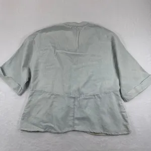 Mumu Denim Chambray‎ Band Collar Button Down Shirt Top Light Wash Size M READ thumbnail 10