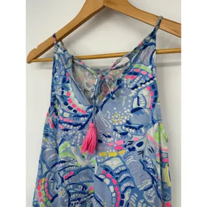 Lilly Pulitzer Tassel Shift Dress S Blue Floral Resort Coastal Beach Tropical thumbnail 3