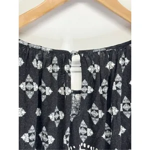 Free People Cropped‎ Top Washed Black Dazed Print Size Small Jersey Long Sleeve thumbnail 7