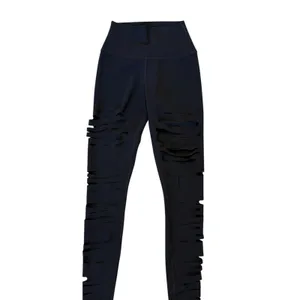 Alo Yoga High Waist Extreme Ripped Warrior Leggings Black Edgy Destroyed XXS thumbnail 4