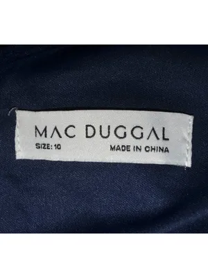 NWT Mac Duggal Size 10 Evening Gown Navy Embellished Thigh High Faux Wrap Formal thumbnail 13