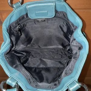 Vintage Y2K Perlina Teal Leather Small Satchel Top Handle Purse Bag thumbnail 9