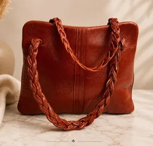 Vintage Jane Shilton Brown Leather Handbag, England, 1970's thumbnail 1