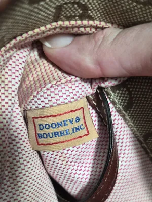 Y2K Dooney & Bourke Purse Brown Monogram wLeather Trim Shoulder Bag Vintage thumbnail 2