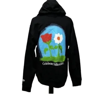 Petals and Peacock Oversized Unisex Black Hoodie(Size Small) thumbnail 3