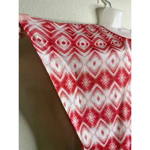 Chicos 3 US XL Top Red White Ikat Diamond Print Dolman Sleeve Scoop Neck Artsy thumbnail 2