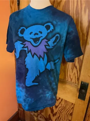 Liquid Blue Grateful Dead Dancing Bear Blue Tie Dye T Shirt Medium thumbnail 7
