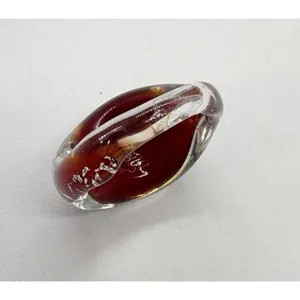 Vintage Handmade Glass Ring Size 7.75 Crackle Red‎ & Silver Retro Funky Lava thumbnail 7