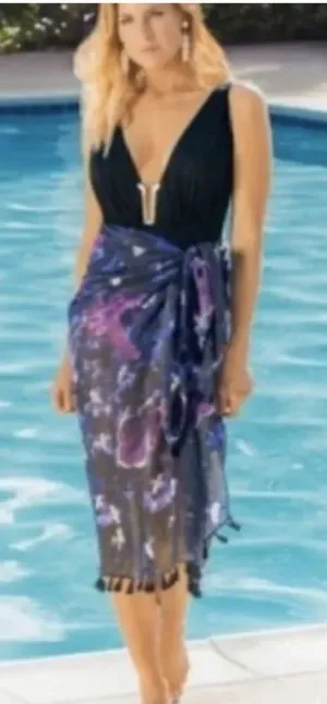 Peter Som Anthropologie Dream Floral Sarong Meteorite O/S New thumbnail 1
