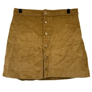 American Apparel Button Front‎ Corduroy Mini Skirt Camel Tan Women L USA Made thumbnail 1