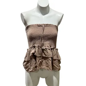 Love Tree Women's Strapless Peplum Top Beige Camisole Size S thumbnail 4
