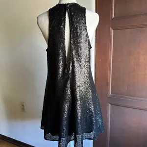 FREE PEOPLE Liquid Shine Black Sequin High Neck Cocktail mini dress Extra Small thumbnail 6