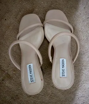 Steve Madden Nude Blush Square-Toe Strappy Heeled Sandals thumbnail 1