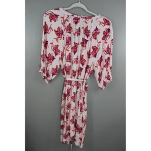 Eloquii Elements Floral Dress Womens 18/20 Pink Great V-Neck Puff Sleeve Midi thumbnail 5