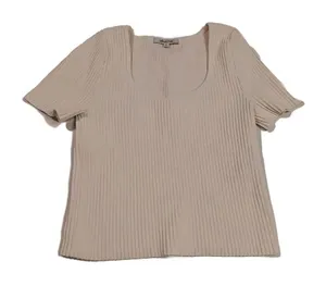 Madewell Striped Embroidered Crop Top Cream Color Small‎ Classic Streetwear... thumbnail 1