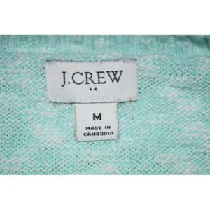 J.Crew Crewneck Sweater Womens M Mint Green Good Marled Cotton Blend Pullover thumbnail 3