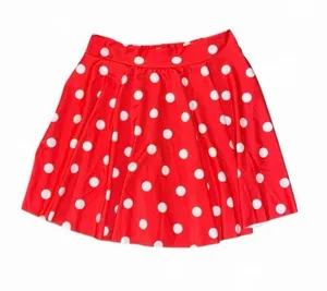 Vintage Orange Red A-Line Skirt with White Polka Dots and Elastic Waistband thumbnail 1