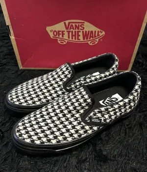 LX Classic Slip-On 98 black and white houndstooth pattern shoes sneakers sz7 new thumbnail 1