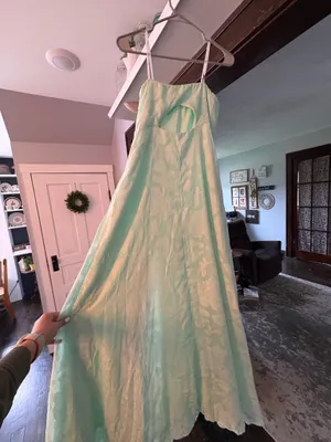 Garden of Romance Mint Green Floral Burnout Strapless Maxi Dress thumbnail 4