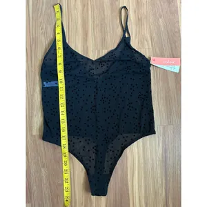 Colsie Sheer Star Flocked Mesh Thong Bodysuit NWT Size S thumbnail 7
