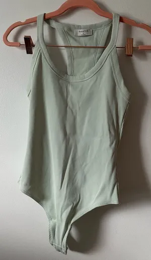 Aritzia pastel green ribbed halter bodysuit thumbnail 1