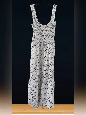 Beachlunchlounge White Polka Dot Square-Neck Maxi Dress Large thumbnail 5