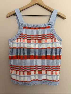 Banana Republic Plaid Cropped Sweater Tank Medium thumbnail 2