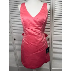 Lulu's Charming Celebration Pink Taffeta Bow Mini Dress Size Medium NWT $79 thumbnail 5