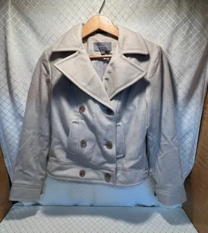 Ann Taylor Beige Double-breasted Wool Pea Coat Small thumbnail 1