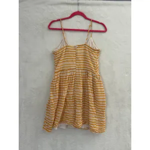 Altar'd State Yellow‎ White Striped Mini Dress Sleeveless Button Detail Large thumbnail 7