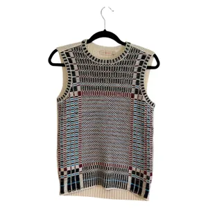 Tory Burch Sweater Vest Multicolor XS Womens Geometric Plaid Layering Knit thumbnail 2