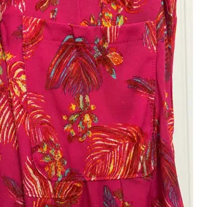 Free People Hot Tropics Jumpsuit Pink Palm Print Wide Leg Tie Front Boho Size 4 thumbnail 4