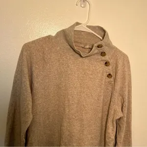 J. Crew Factory Women's Size Small Wide Button-Collar Tunic Sweatshirt Oatmeal thumbnail 5