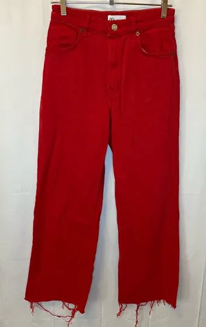 Zara Red Straight Leg Women’s Jeans thumbnail 1