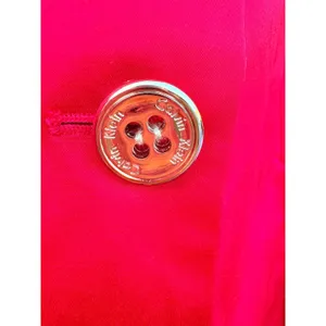 Calvin Klein Dopamine Red Single Breasted Trench Coat‎ Geometric Lining Size L thumbnail 2