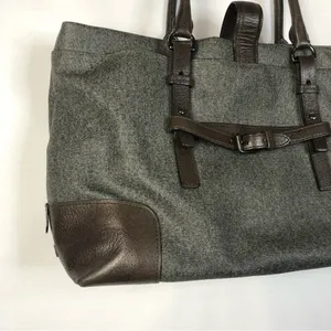 Tumi Villa‎ Viverone Gray & Brown Leather Trimmed Business Tote thumbnail 4
