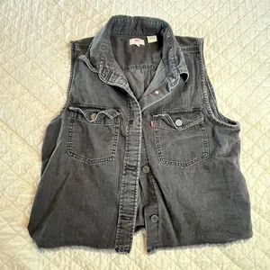 VTG Inspired Levis Denim Best Medium Black Metal Button Up 90s Y2k Light Wash thumbnail 1