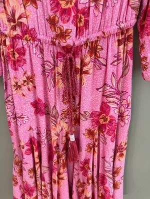Loft Women’s Pink Floral Midi Dress w/ Tie Waist Size XXSP thumbnail 6